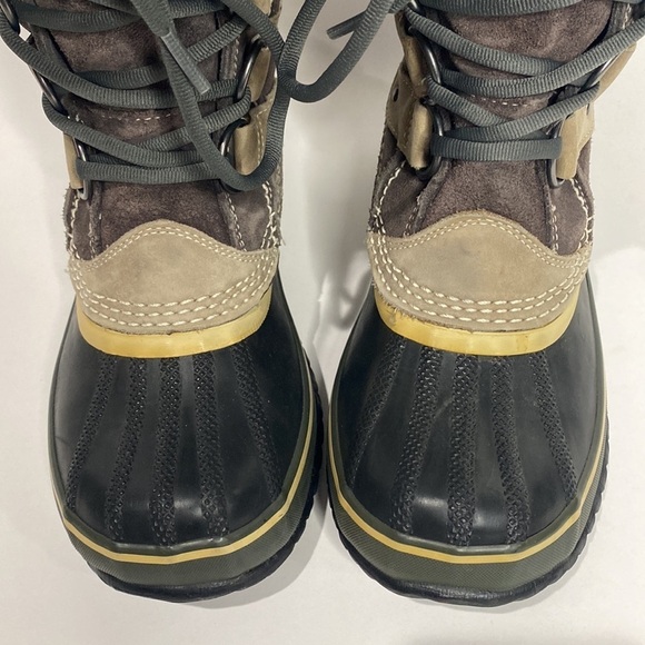 SOREL JOAN OF ARCTIC SNOW BOOTS FAUX FUR WATERPROOF BLACK & TAUPE WOMEN’S SZ 5 - Picture 3 of 10